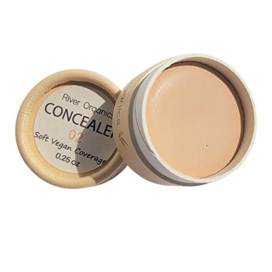 Picture of River Organics Zero-Waste Concealer | Gentle Sensitivei Skin Toxic-Free Formula | Vegan & Eco-friendly Compostable Jar | Under-eye and Uneven Skin-tone coverage (02 -Light with Pink Undertones) 0.25 oz