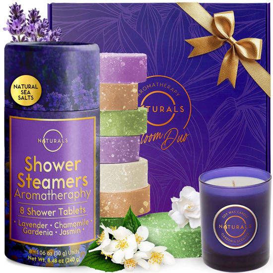 Picture of Shower Steamers Aromatherapy - Birthday Gifts for Women - Shower Bombs Aromatherapy, Spa Day Essentials, Relaxation Spa Gifts - Self Care Unique Gifts for Women and Men (Gift Set w/Scented Candle)