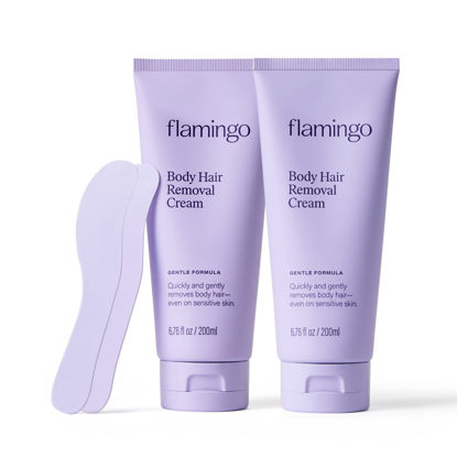 Picture of Flamingo Body Hair Removal Cream with Spatula Applicator, Gentle Formula, Safe for Sensitive Skin, 6.76 fl oz, Pack of 2