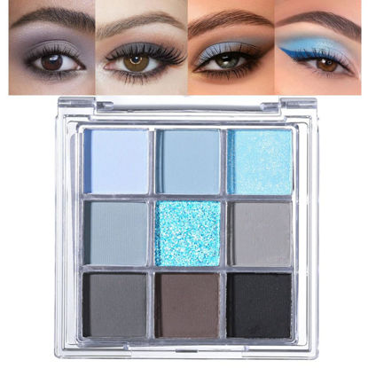 Picture of CAKAILA 9 Colors Blue Grey Highly Pigmented Colorful Eyeshadow Palette,Matte Shimmer Navy Blue Sky Blue Grey Eye Shadow Makeup Palettes,Long Lasting Waterproof Eye Makeup Palette
