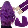 Picture of GOO GOO Tape in Hair Extensions Human Hair, Purple, 14inch 25g 10pcs, Colored Tape ins Human Hair Extensions, Silky&Soft Invisible Tape Ins, Hair Highlighted for Party