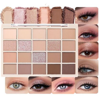 Picture of CAKAILA 20Colors Rose Gold Dark Brown Nude Basics Matte Eyeshadow Palette,Eye Shadow Travel Makeup Palette all in one Long Lasting Waterproof Ultra-Blendable,Great for Travel Gift Kit