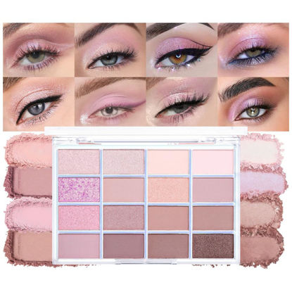 Picture of CAKAILA 16Colors Light Purple Pink Brown Nude Basics Matte Eyeshadow Palette,Eye Shadow Travel Makeup Palette all in one Long Lasting Waterproof Ultra-Blendable,Great for Travel Gift Kit