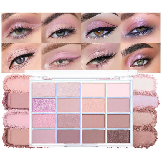 Picture of CAKAILA 16Colors Light Purple Pink Brown Nude Basics Matte Eyeshadow Palette,Eye Shadow Travel Makeup Palette all in one Long Lasting Waterproof Ultra-Blendable,Great for Travel Gift Kit