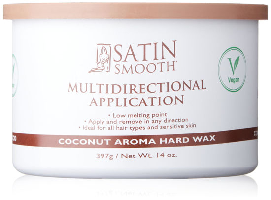 Picture of Satin Smooth Coconut Aroma Hard Wax, Vegan No-Strip Wax for All Hair Types, Multidirectional Application, Ideal for Sensitive Skin, Salon-Grade Hair Removal, 14 oz, 1-pack