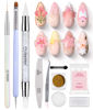 Picture of Beetles 3D Nail Art Brushes, Dual-ended Silicone Nail Tool, 15mm Nail Art Liner Brush, Nail Dotting Tool with Flowers Bowknot Mold, Pearls, Chrome Nail Powder for 3D Nail Design Carving Drawing Effect