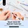 Picture of Beetles 3D Nail Art Brushes, Dual-ended Silicone Nail Tool, 15mm Nail Art Liner Brush, Nail Dotting Tool with Flowers Bowknot Mold, Pearls, Chrome Nail Powder for 3D Nail Design Carving Drawing Effect