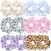 Picture of 12 Pcs Satin Silk Hair Scrunchies Soft Hair Ties Fashion Hair Bands Hair Bow Ropes Hair Elastic Bracelet Ponytail Holders Hair Accessories for Women Girls (Assorted Light color Pair)