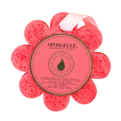 Picture of Spongelle Grapefruit Cassis Wild Flower Loofah Body Scrubber | Bath & Shower Loofah for Women | Body Scrubber Exfoliator with Body Wash Infused Sponge | 14+ uses | Zesty Grapefruit, Cassis & Vanilla