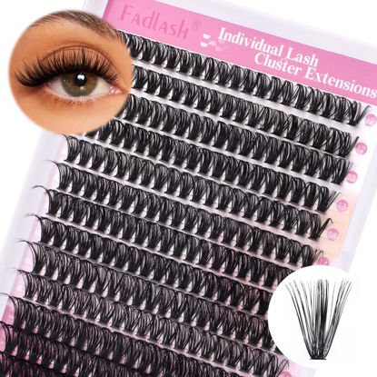Picture of FADLASH DIY Cluster Lashes D Curl Wispy Individual Lashes DIY Eyelash Extension Natural Look Reusable Fluffy Cluster Eyelash Extensions Self Application at Home (40D-0.07D-12-18MIX)