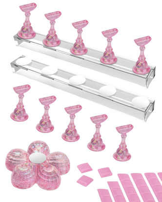Picture of Nail Stand for Press On Magnetic Nail Tips Nail Holder for Painting Nails Fake Nail False Nail Design with Reusable Adhesive Putty Practice Nail Art Tools for Home Salon DIY Beginner Supplies