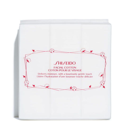 Picture of Shiseido Facial Cotton Pads - Includes 165 Squares - For Softener Application & Makeup Removal - 100% Natural, Super Soft