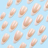 Picture of French Tip Press on Nails Short Almond Fake Nails Press ons Chrome False Nails with Designs Glossy Full Cover Acrylic Glue on Nails Cute Artificial Stick on Nails for Women Manicure Decoration 24Pcs