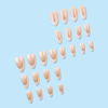 Picture of French Tip Press on Nails Short Almond Fake Nails Press ons Chrome False Nails with Designs Glossy Full Cover Acrylic Glue on Nails Cute Artificial Stick on Nails for Women Manicure Decoration 24Pcs