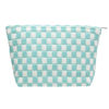 Picture of PAZIMIIK Knitted Checkered Makeup Bag Large Zipper Make Up Accessory Pouch for Purse Cosmetic Brush Bag for Travel Essential Arctic Blue