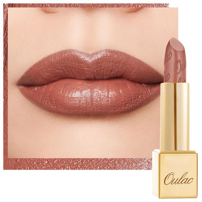 Picture of Oulac Matte Lipstick with Metallic Shine, Comfortable Creamy Texture, Smooth No Grainy Feeling, Vegan & Gluten Free, Full-Coverage Lip Colour 4.3 g, Christmas Gifts for Women, GM03 Deep down