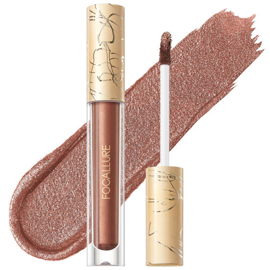 Picture of FOCALLURE Metallic Liquid Lipstick,Non Stick Cup Lip Gloss,High Impact Lip Color with Transfer-proof Wear,Long Lasting & Waterproof Lipstick Makeup for Women,After Heat