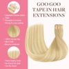 Picture of GOO GOO Tape in Hair Extensions Human Hair, 18DT60A Pearl Ash Blonde Highlights, 18inch 25g 10pcs, Thick Ends Straight Seamless Tape in, Invisible Tape in Hair Extensions Human Hair