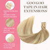 Picture of GOO GOO Tape in Hair Extensions Human Hair, 18A/613A Dark Blonde Highlighted Bleach Blonde, 24inch 50g 20pcs, Thick Ends Straight Seamless Tape in, Invisible Tape in Hair Extensions Human Hair
