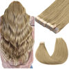 Picture of GOO GOO Tape in Hair Extensions Human Hair, 7 Bronde,10inch 60g 40pcs, Thick Ends Straight Seamless Tape in, Invisible Tape in Hair Extensions Human Hair