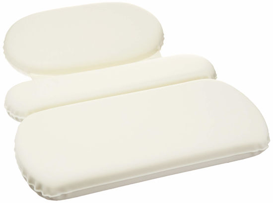 Picture of Amazon Basics Bath Tub Neck Pillow with Suction Cups, Waterproof, 3-Panel, Off-white