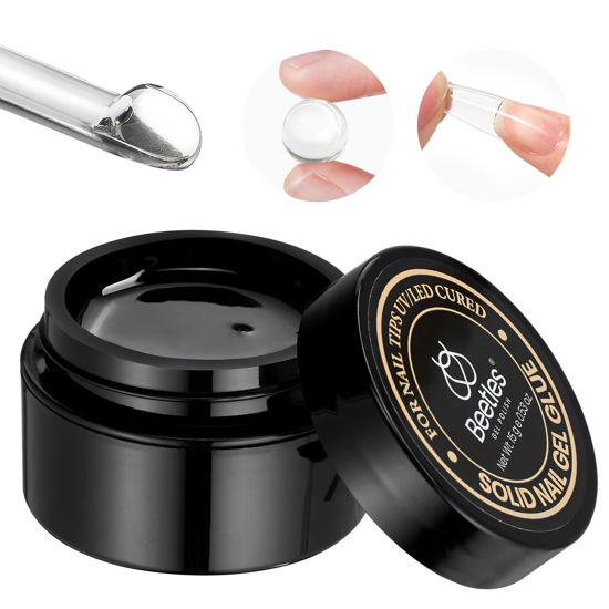 Picture of Beetles Solid Nail Glue Gel for False Nail Tips, 15g Strong Adhesion Nail Glue Gel for Press on Acrylic Nail Tips, Clear Solid Nail Glue Gel Hard Gel 3D Sculpting Gel for Nail Art UV Light Cured