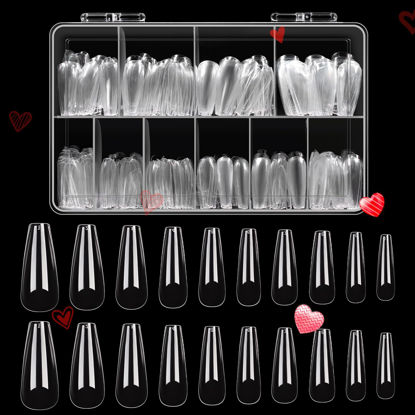 Picture of Beetles Acrylic Nails Kit 500Pcs Long Coffin Pre-Shaped Clear Full Cover Soft False Nails, Nail Tips Soak Off Easy Nail Extension Set for DIY Nails Art Home Gift for Women