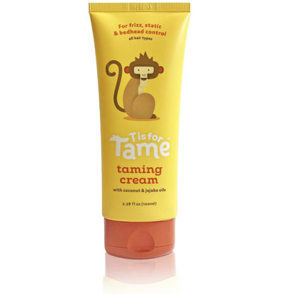 Picture of T is for Tame - Hair Taming Cream for Kids, All-Natural for Frizz & Flyaways, Coconut Oil & Jojoba Leave in Cream, Safe for Babies & Toddlers, Not Sticky, Straight or Curly Hair