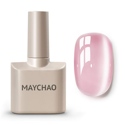 Picture of MAYCHAO 15ML Cat Eye Gel Nail Polish 1Pc Galssy Pink Gel Polish with Magnet Soak off Holographic Magnetic Nail Polish for Nail Art Manicure Salon DIY at Home, 0.5 OZ