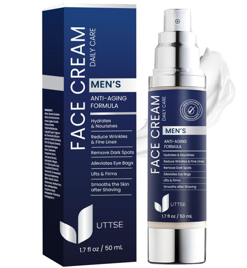 Picture of Uttse 6-in-1 Mens Face Moisturizer: Anti Aging Face Cream - Eye Bags Treatment - Skin Care for Men - 1.7 fl oz