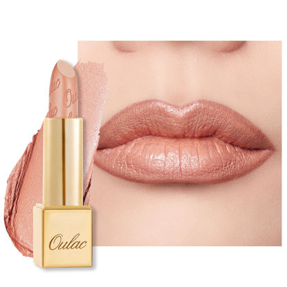 Picture of Oulac Matte Lipstick with Metallic Shine, Comfortable Creamy Texture, Smooth No Grainy Feeling, Vegan & Gluten Free, Full-Coverage Lip Color 4.3 g, Christmas Gifts for Women, GM02 Ethereal