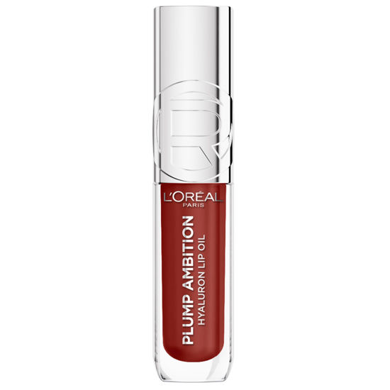 Picture of L'Oreal Paris Paradise Plump Ambition Hyaluron Lip Oil, 24 HR Lip Care with Hyaluronic Acid, Volumizing Lip Makeup with Glass-Like Shine, Wine O'clock 485, 0.16 Fl Oz