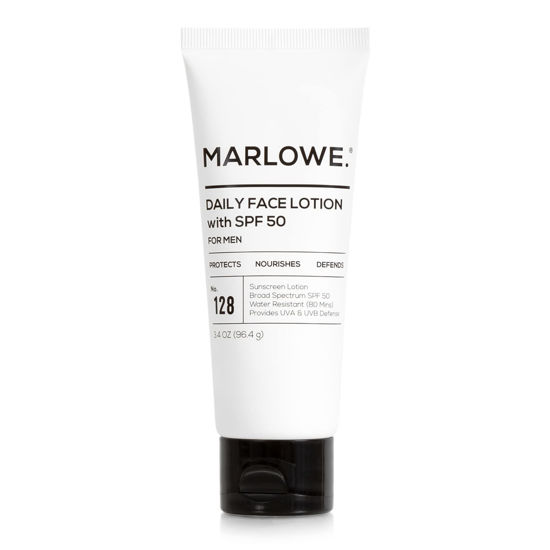 Picture of MARLOWE. No. 128 Men's Facial Lotion with Sunscreen SPF 50, 3.4 oz, Oil-Free, Lightweight Daily Face Moisturizer for Men, Includes Natural Extracts to Hydrate, Nourish & Soothe
