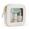 Picture of Prite Small Makeup Bag for Women Portable Clear Makeup Bag Cute Mini Waterproof Travel Cosmetic Bag with Gold Zipper for Car Essentials(Beige)