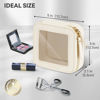 Picture of Prite Small Makeup Bag for Women Portable Clear Makeup Bag Cute Mini Waterproof Travel Cosmetic Bag with Gold Zipper for Car Essentials(Beige)