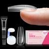 Picture of Beetles Tipex Gel Nail Kit: Medium Coffin Nail Tips C Curved Fake Tips, Pre Building Fake Nails with Uv Nail Glue，LED Nail Lamp, Base Coat, Nail File Available for Home DIY or Salon Use 224PCS 16Sizes