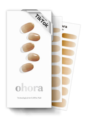 Picture of ohora Semi Cured Gel Nail Strips (N Caramel Glaze) - Works with Any Nail Lamps, Salon-Quality, Long Lasting, Easy to Apply & Remove - Valentine's Day Gel Nail Wraps, Stickers, Romantic Gift Ideas