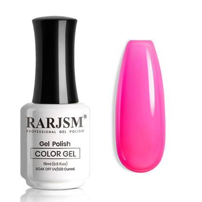 Picture of RARJSM Hot Pink Jelly Gel Nail Polish Sheer Clear Bright Pink Gel Nail Polish Transparent Neon Pink Pastel Nude Nail Gel Polish Varnish Curing Requires LED UV French Manicure Soak Off for Home Salon