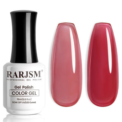 Picture of RARJSM Nude Gel Nail Polish Sheer Wine Red Neutral Skin Tone Color Ice Jelly Burgundy Red Gel Polish Translucent Nail Gel Polish Soak off UV LED Cured for Home Salon DIY Manicure 15ml Single Bottle