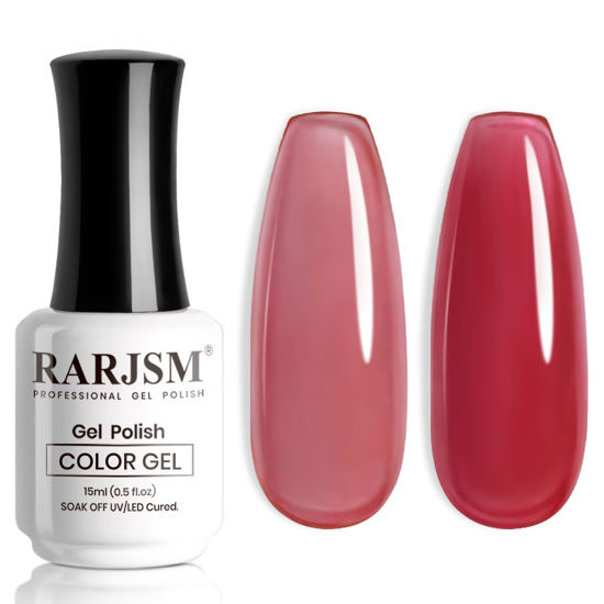 Picture of RARJSM Nude Gel Nail Polish Sheer Wine Red Neutral Skin Tone Color Ice Jelly Burgundy Red Gel Polish Translucent Nail Gel Polish Soak off UV LED Cured for Home Salon DIY Manicure 15ml Single Bottle