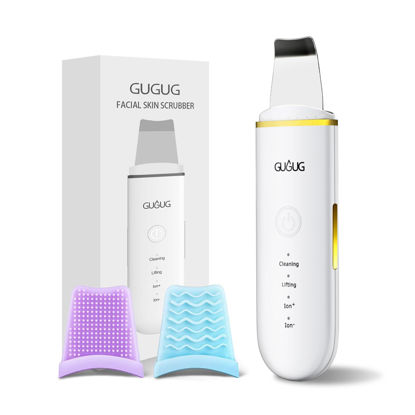 Picture of GUGUG Skin Scrubber Face Spatula Skin Spatula Pore Cleaner Blackhead Remover Tools for Facial Deep Cleansing-4 Modes -White
