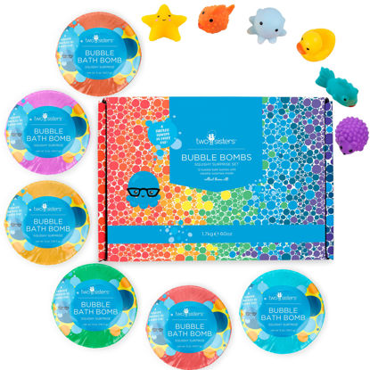 Picture of Squishy Bath Bombs for Girls & Boys with Surprise Toys Inside (6 Pack) - Large Bubble Bomb & Hidden Figures, Gentle and Safe, USA Made, Birthday Gifts for Kids by Two Sisters