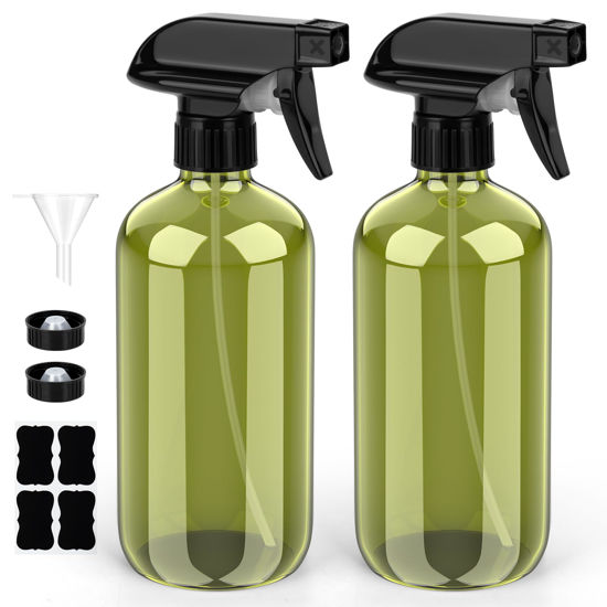 Picture of Glass Spray Bottle, Olive Green Glass Spray Bottle Set & Accessories for Non-toxic Window Cleaners Aromatherapy Facial Hydration Watering Flowers Hair Care (2 Pack/16 oz)