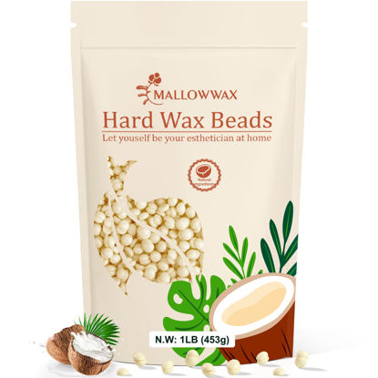 Picture of Mallowwax Hard Wax Beads, 1lb Cream Wax Beans for Hair Removal, Waxing Beads Refill for Bikini, Armpit, Arms, Back, Chest, Legs, Suitable for Home Waxing for Women Men