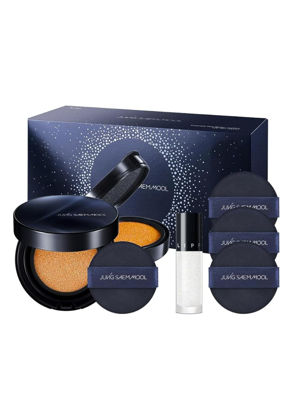 Picture of [JUNGSAEMMOOL OFFICIAL] Essential Skin Nuder Cushion Special Set (Medium Deep) | Nuder Cushion Navy Edition (Refill included) + Lip-Pression Glittering Topper (2g) + Navy Cushion Puffs (3pcs)