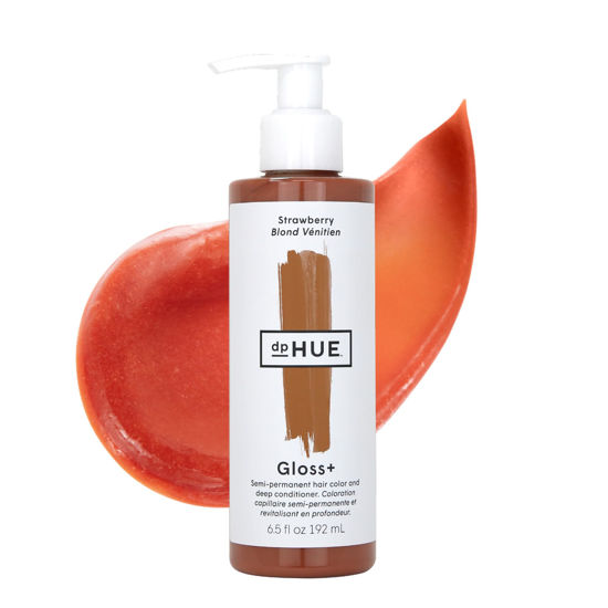 Picture of dpHUE Gloss+, Strawberry - 6.5 oz (8-12 Applications) - Semi-Permanent Hair Color & Conditioner - Lasts Up to Eight Washes - Paraben, SLS & SLES Sulfate Free - Vegan, Leaping Bunny Certified