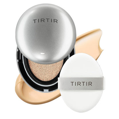 Picture of TIRTIR Mask Fit Aura Silver Cushion Foundation | Semi-glow Finish, Natural Coverage, Moisturizing, Lightweight, Korean cushion foundation (#23N Sand, Full Size, 0.63 Fl Oz)
