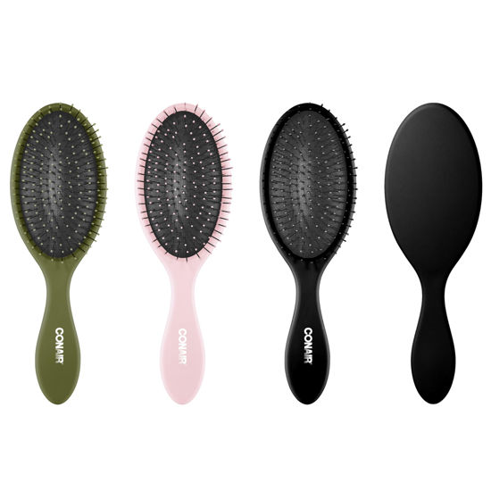 Picture of Conair Detangling Hair Brush 3PK - For wet and dry hair - curly hair brush - hair brushes for women - detangler brush - hair brushes for women - Evergreen, Blush Pink, Black Assorted