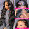 Picture of Pizazz 13x4 HD Transparent Lace Front Wigs Human Hair Pre Plucked with Baby Hair 180 Density Brazilian Body Wave Human Hair Wigs for Women 9A Glueless Lace Frontal Wigs Natural Color (20 Inch)