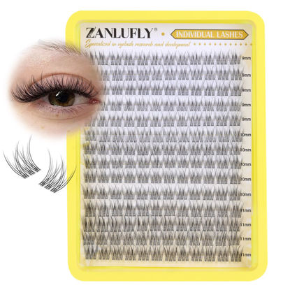 Picture of Cluster Lashes Natural Eyelash Clusters CC Curl Eyelash Extension Wispy Individual Lashes Clusters Clear Band ZANLUFLY DIY Lash Extension (9MM 10MM 11MM,140Pcs)
